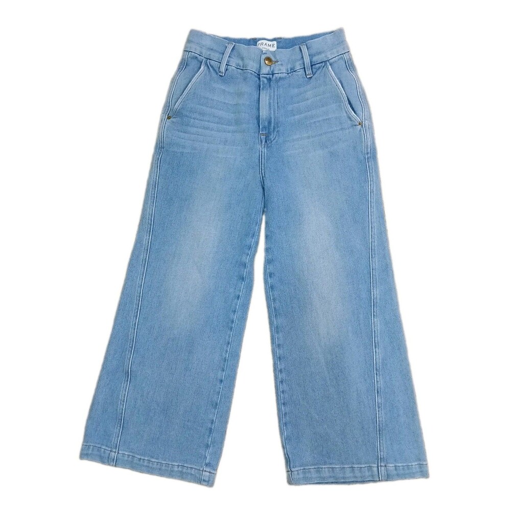 FRAME Denim Turner High Rise Cropped Wide Leg Jeans Light Wash Size 25 Culottes